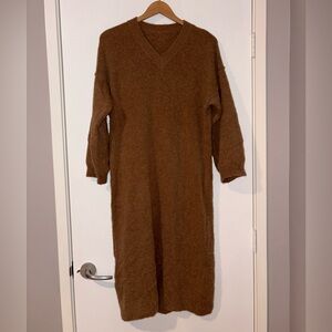 Cozy Brown Long Sleeve Maxi Sweater Dress